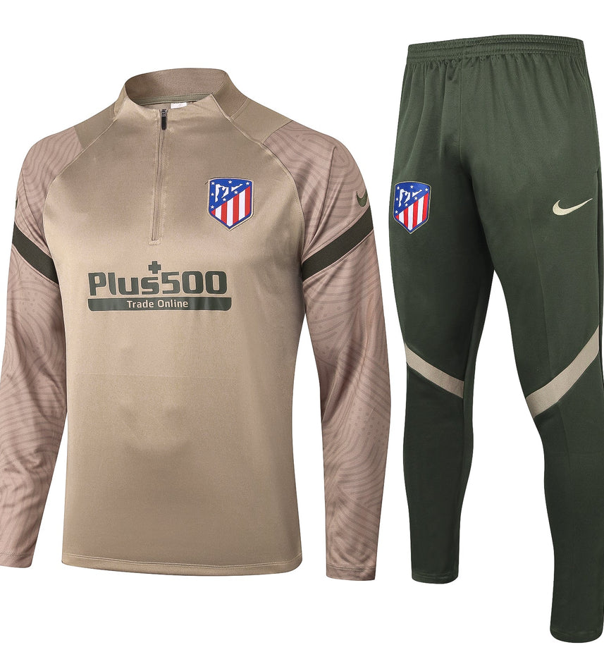 Atletico Madrid Military Green and Beige Tracksuit