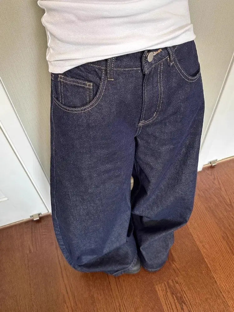 Men And Women Washed Loose Straight Pants